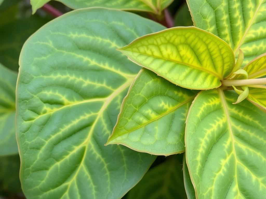 Chloroza liści rododendrona - żółknięcie między nerwami Chloroza liści rododendrona - żółknięcie między nerwami
