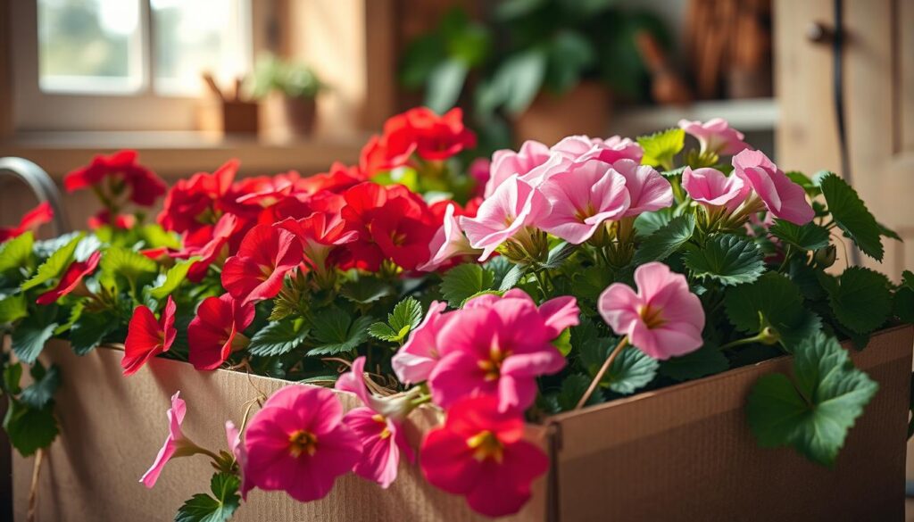 jak przezimować pelargonie w kartonie